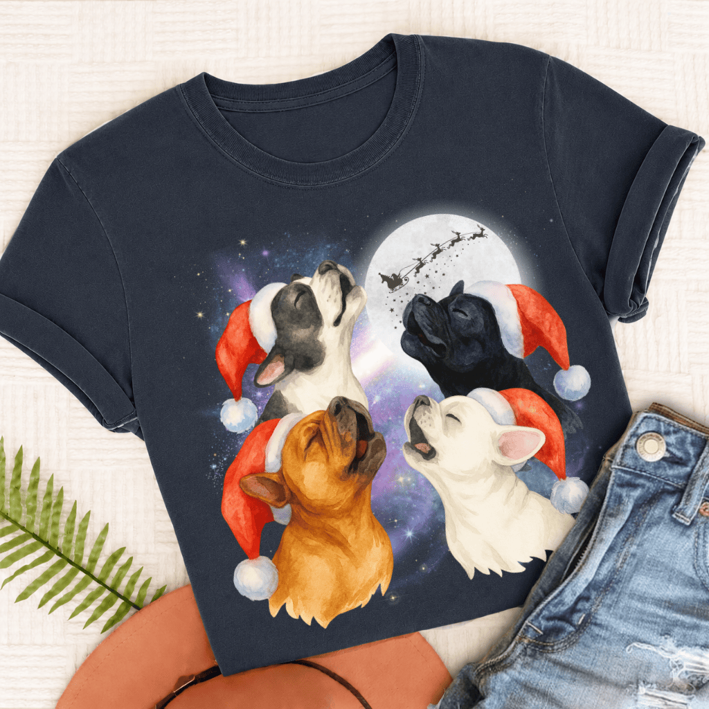 French Bulldog Funny Christmas Howliday Unisex TShirt True Navy