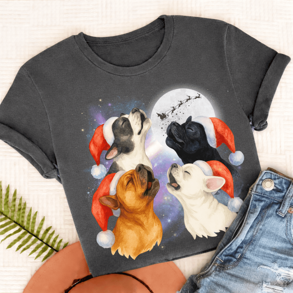 French Bulldog Funny Christmas Howliday Unisex TShirt Pepper