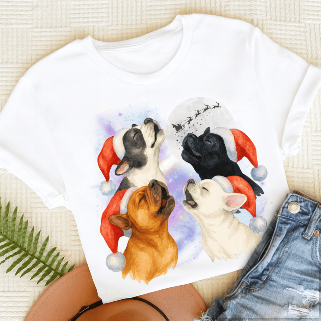 French Bulldog Funny Christmas Howliday Unisex TShirt White