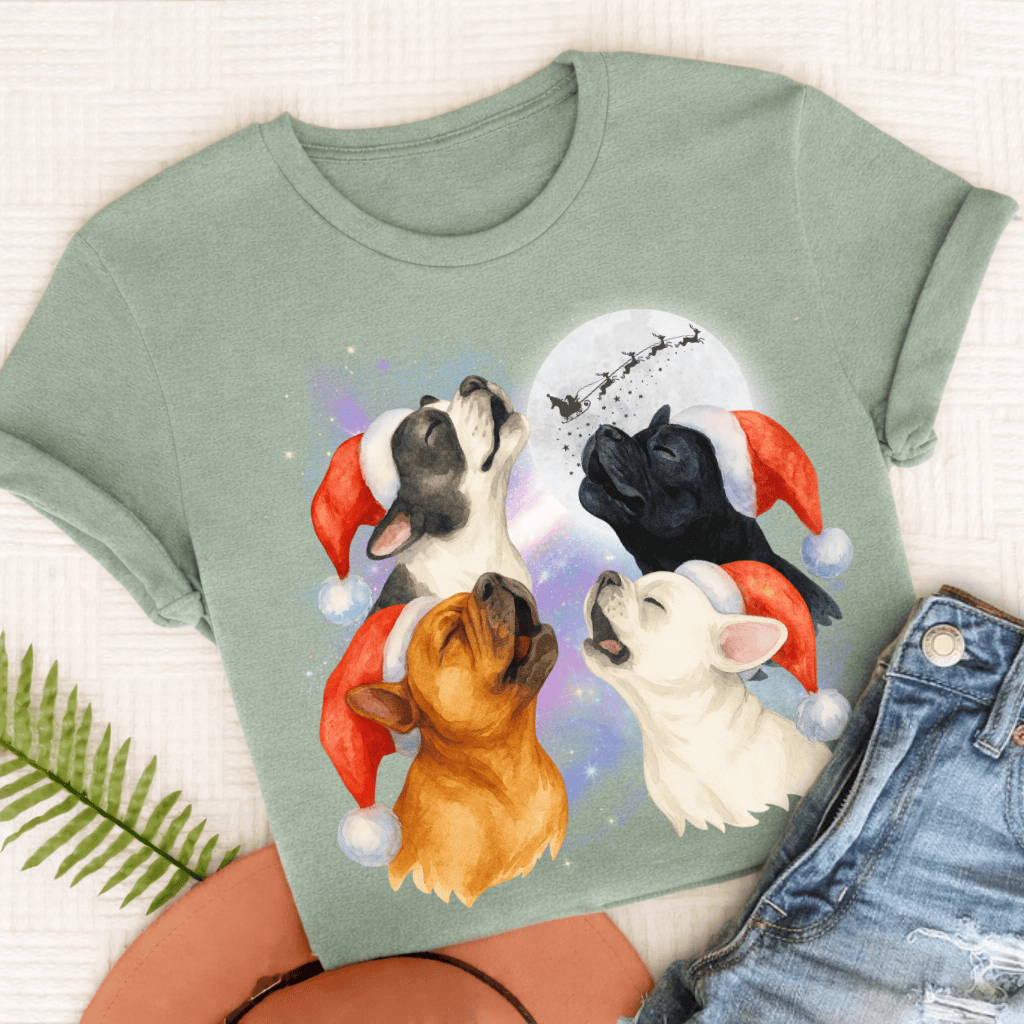 French Bulldog Funny Christmas Howliday Unisex TShirt Bay