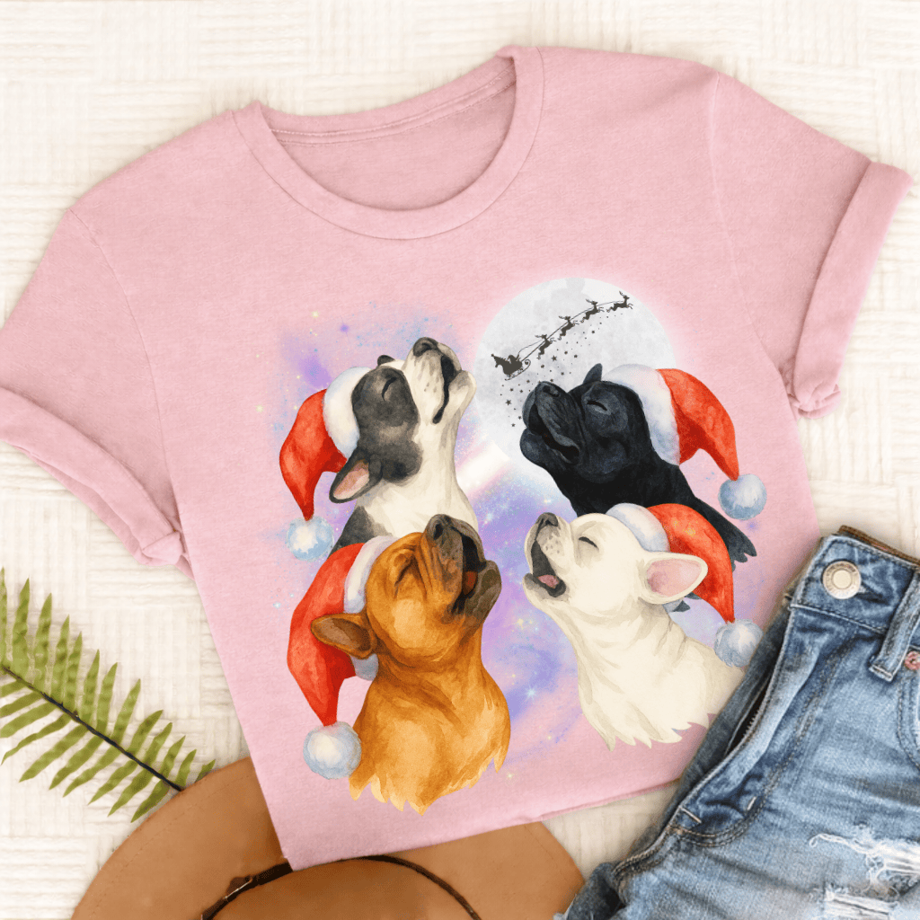 French Bulldog Funny Christmas Howliday Unisex TShirt Blossom