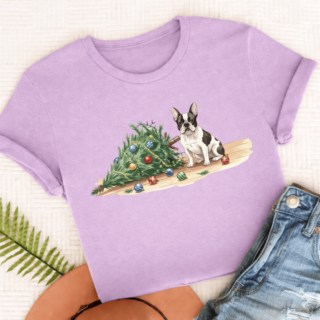 French Bulldog Funny Christmas Tree Unisex Tshirt Orchid
