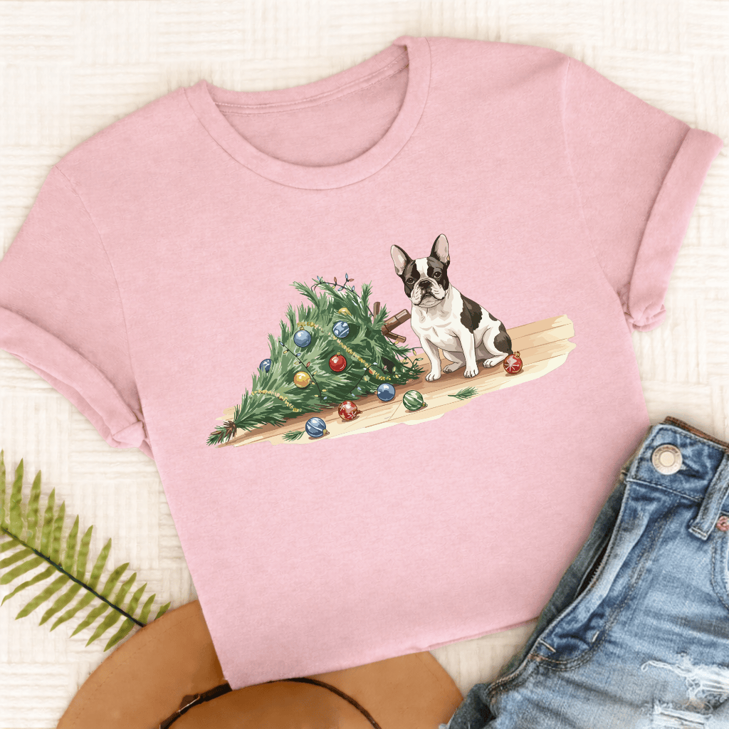 French Bulldog Funny Christmas Tree Unisex Tshirt Blossom