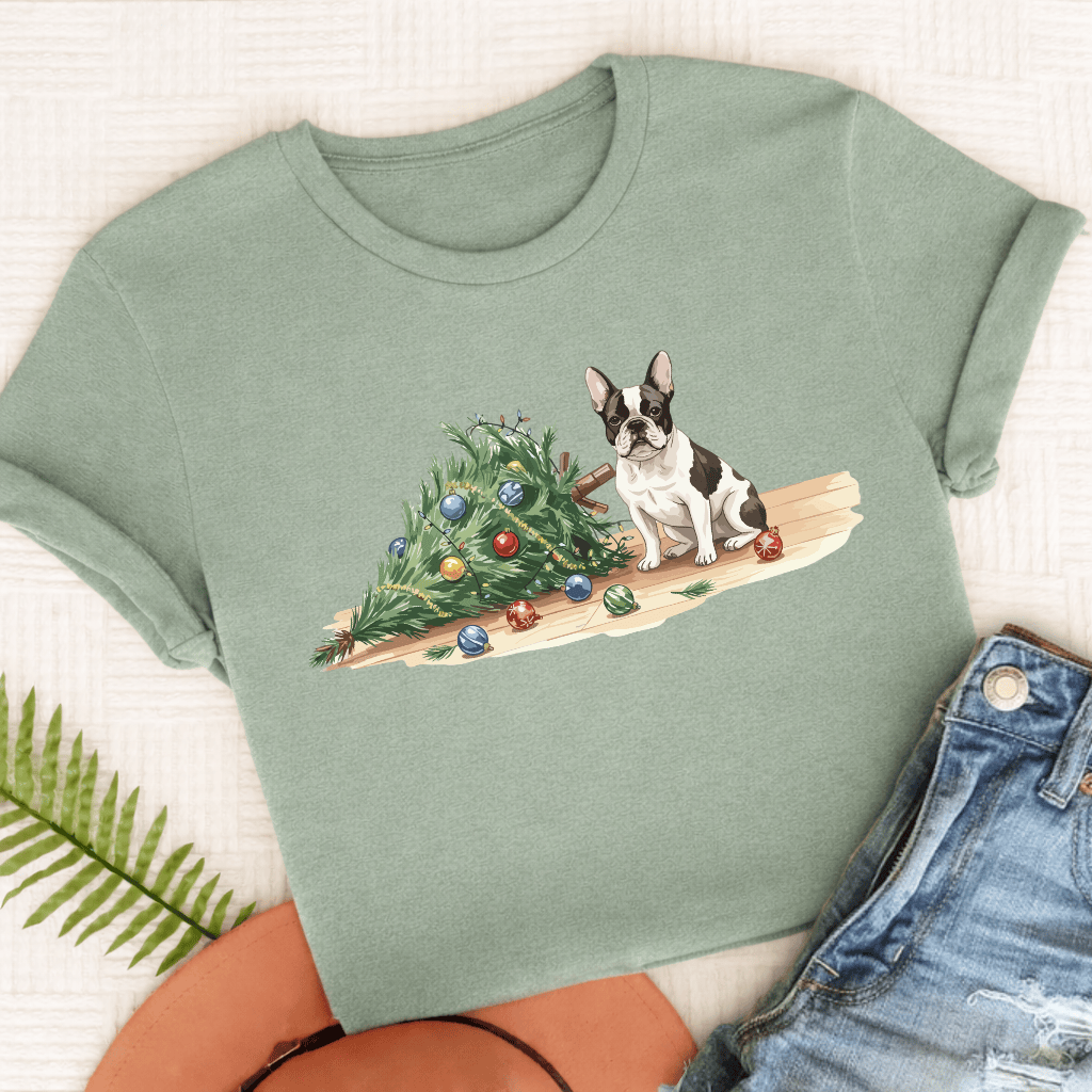 French Bulldog Funny Christmas Tree Unisex Tshirt Bay