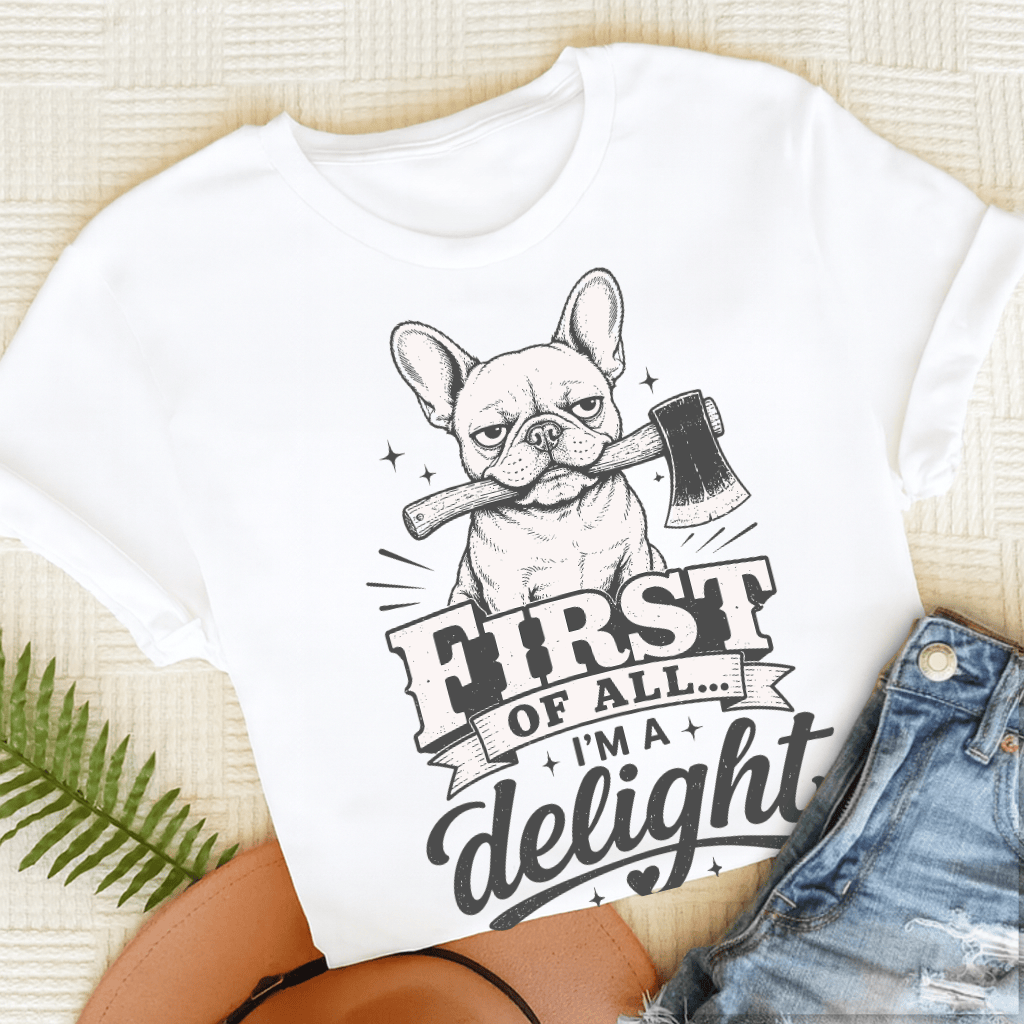 French Bulldog Funny Delight Unisex TShirt White