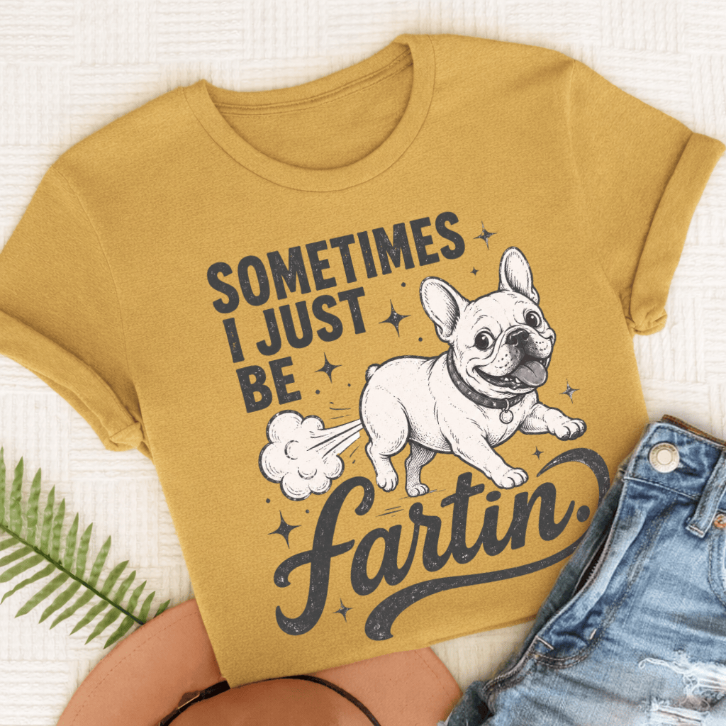 French Bulldog Funny Fartin' Unisex TShirt Mustard