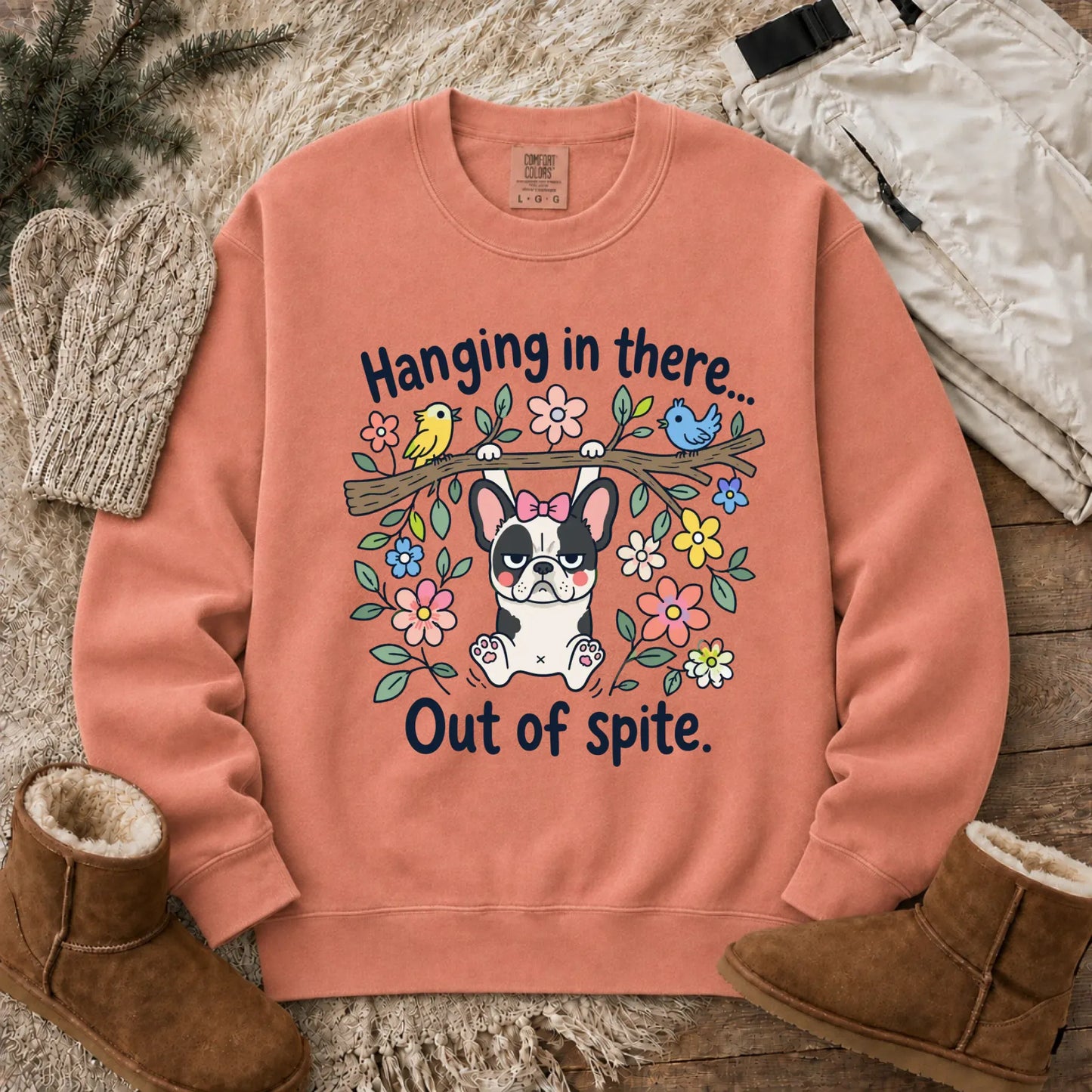 French Bulldog Funny Hang In There Unisex Sweatshirt Terracotta