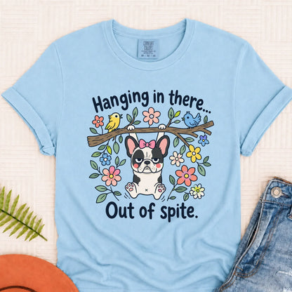 French Bulldog Funny Hang In There Unisex TShirt Chambray