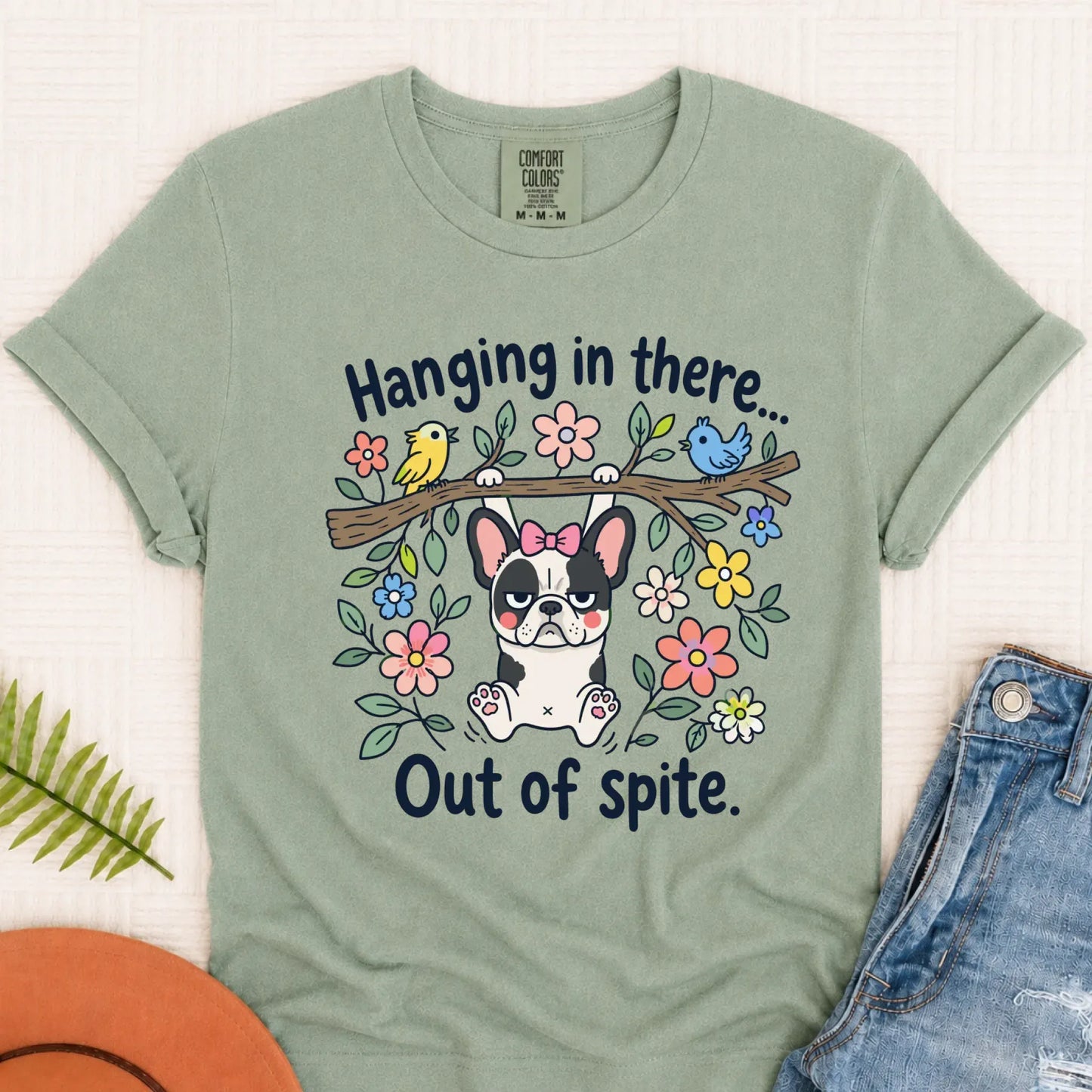 French Bulldog Funny Hang In There Unisex TShirt Bay