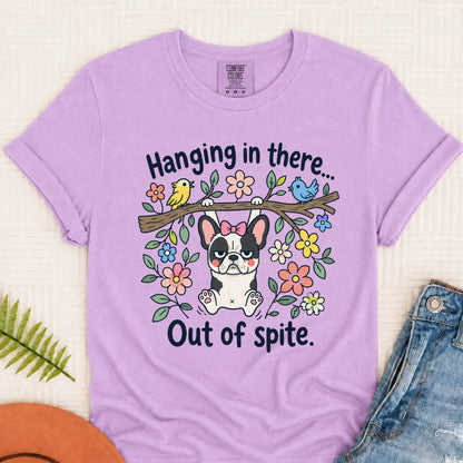French Bulldog Funny Hang In There Unisex TShirt Orchid
