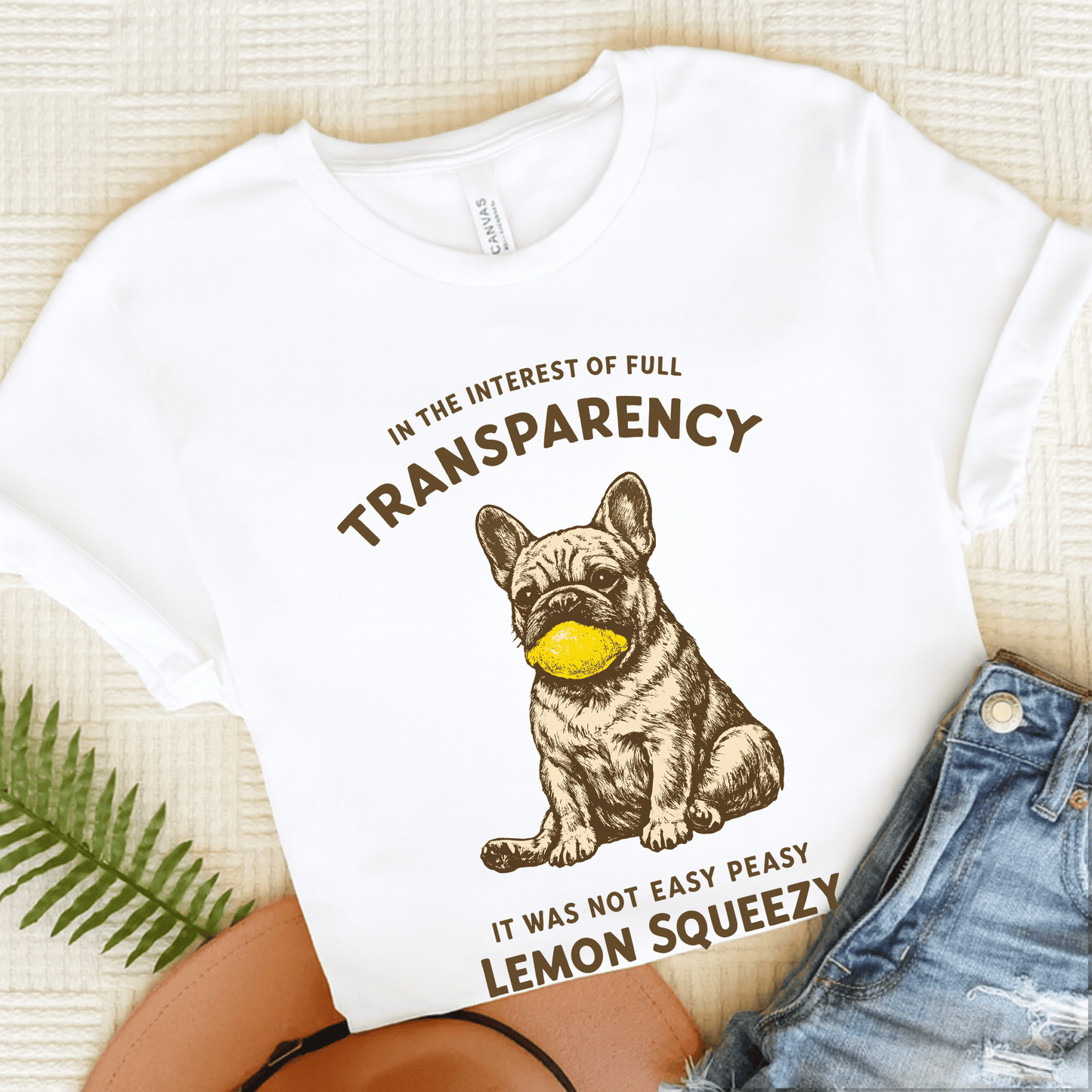 French Bulldog Funny Lemon Squeezy Unisex TShirt White