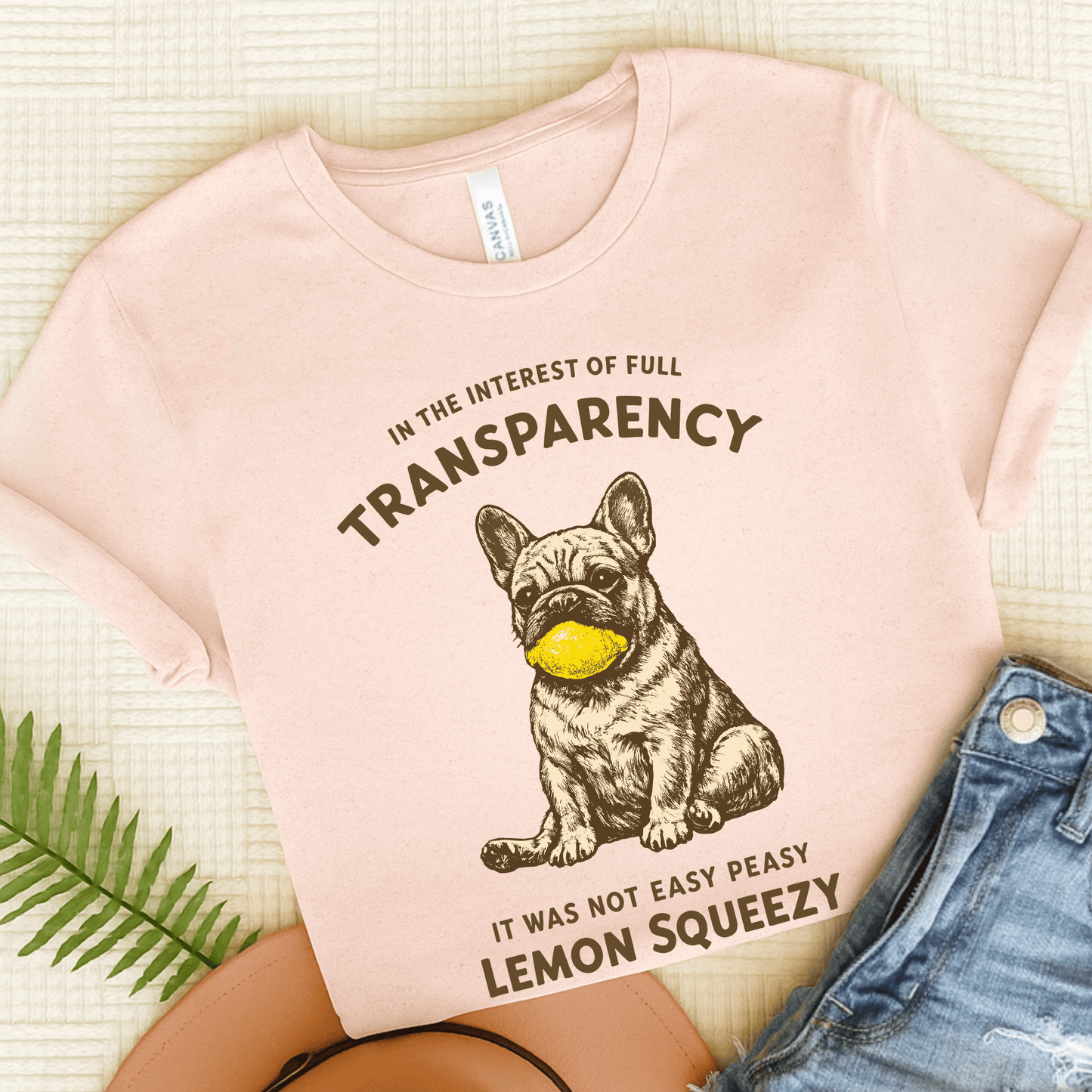 French Bulldog Funny Lemon Squeezy Unisex TShirt Soft Pink