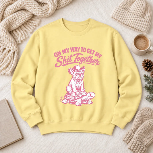 French Bulldog Funny On My Way Unisex Sweatshirt Butter