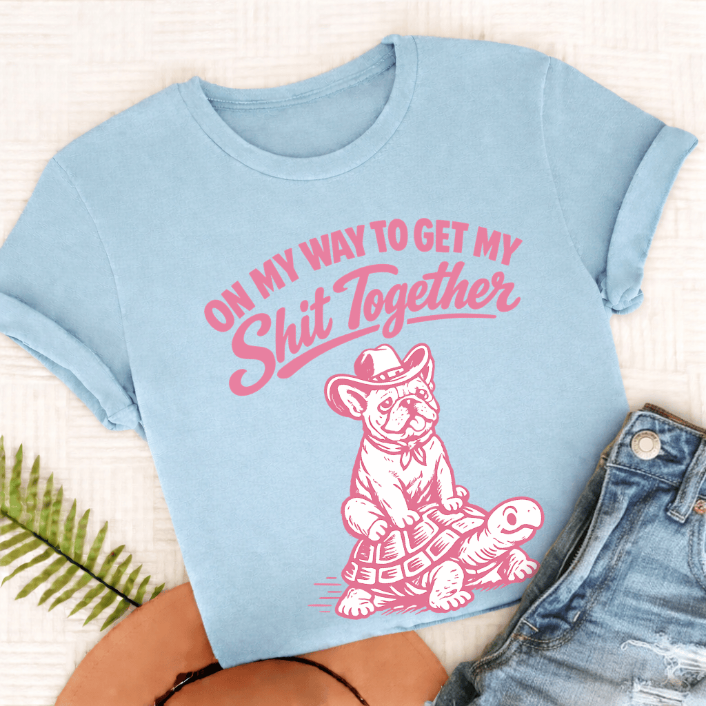French Bulldog Funny On My Way Unisex TShirt Chambray