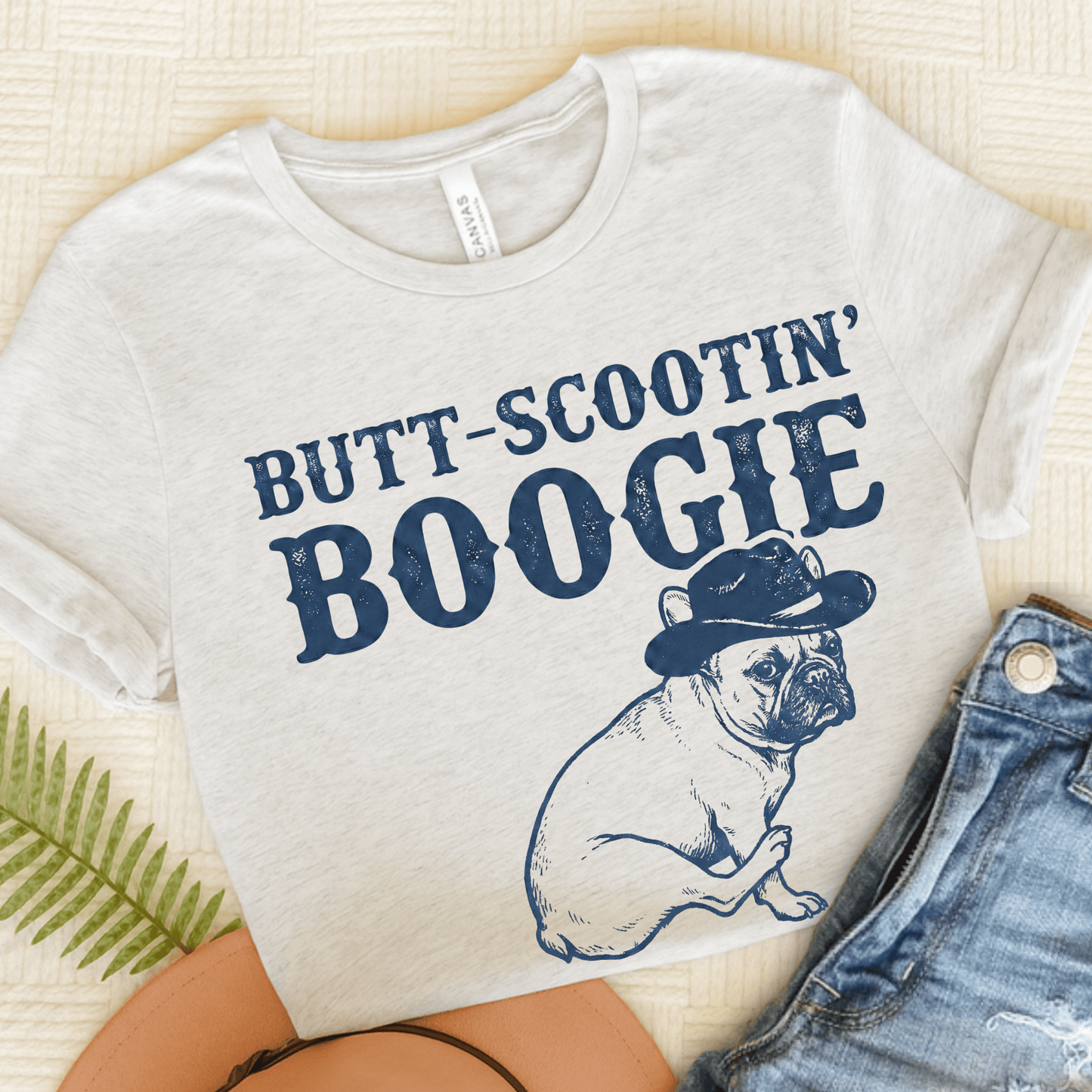 French Bulldog Funny Western Unisex TShirt Ash
