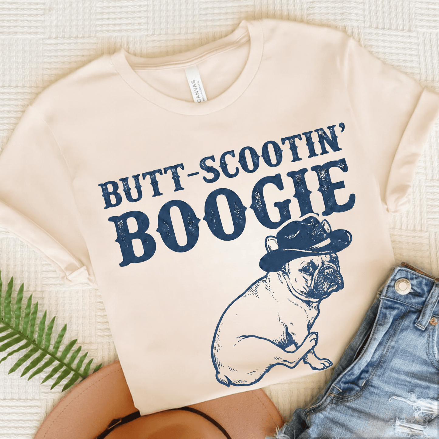 French Bulldog Funny Western Unisex TShirt Natural