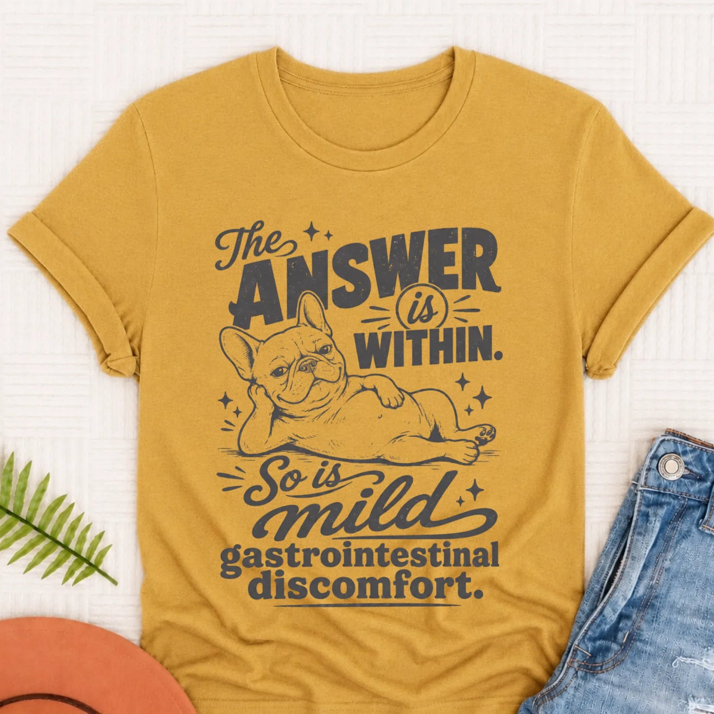 French Bulldog Gas Within Unisex TShirt Mustard