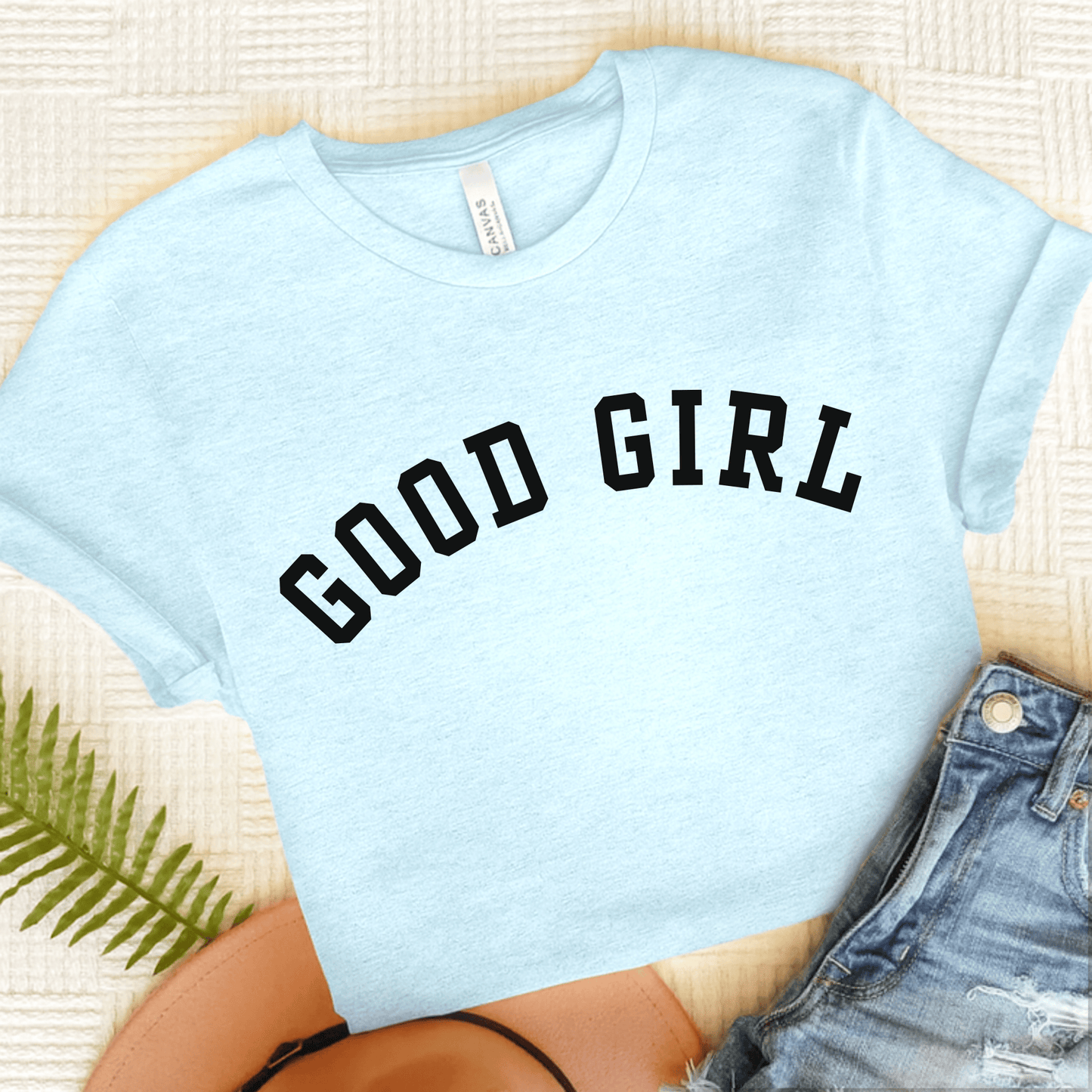 French Bulldog Good Girl Unisex TShirt Heather Ice Blue