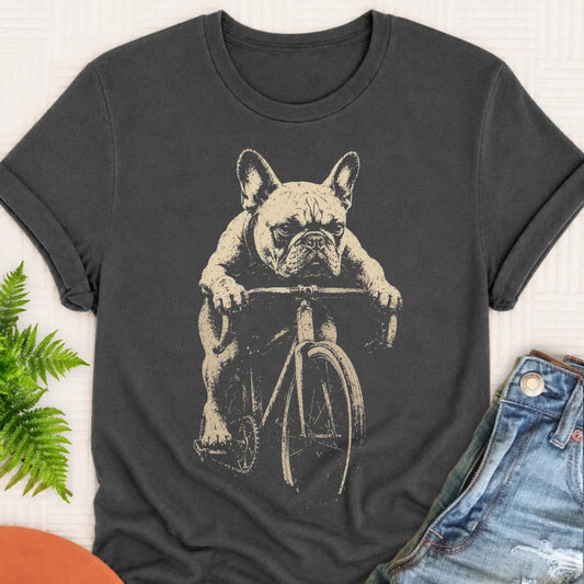 French Bulldog Grunge Biking Unisex TShirt Pepper