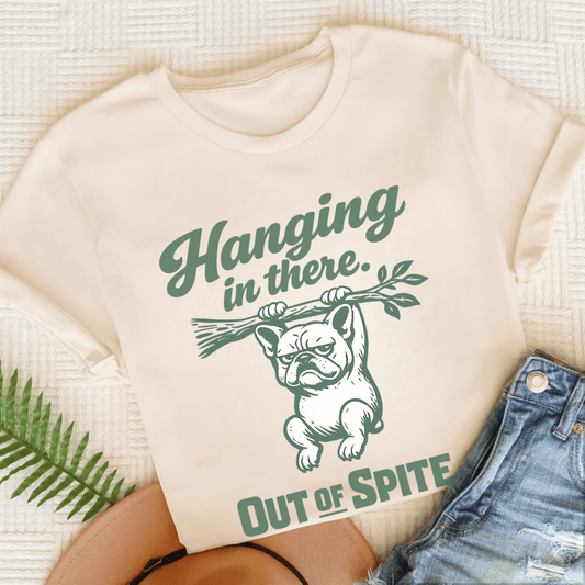 French Bulldog Hanging In There Unisex TShirt Natural