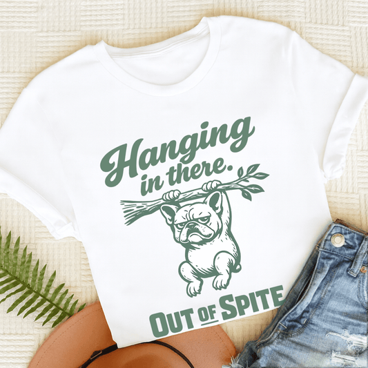 French Bulldog Hanging In There Unisex TShirt White
