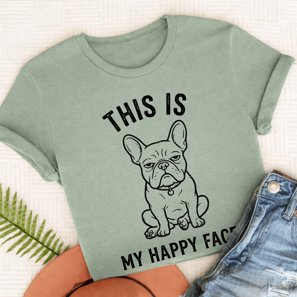 French Bulldog Happy Face Unisex TShirt Comfort Colors Bay