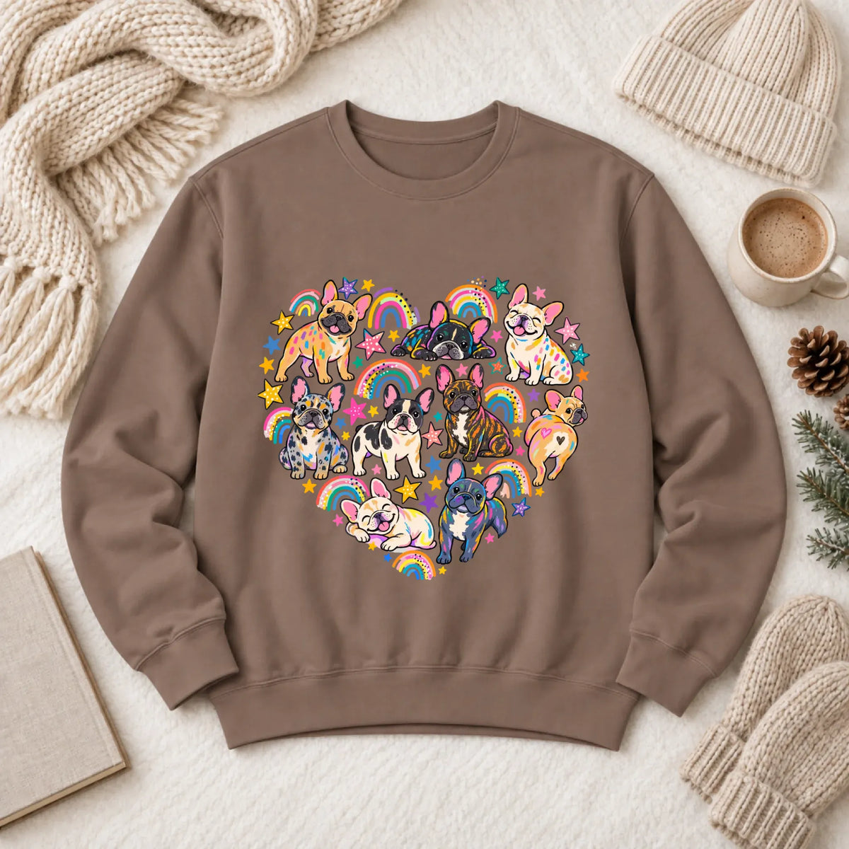 French Bulldog Heart Artist Love Unisex Sweatshirt Espresso