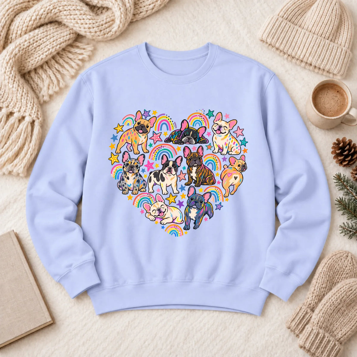 French Bulldog Heart Artist Love Unisex Sweatshirt Hydrangea