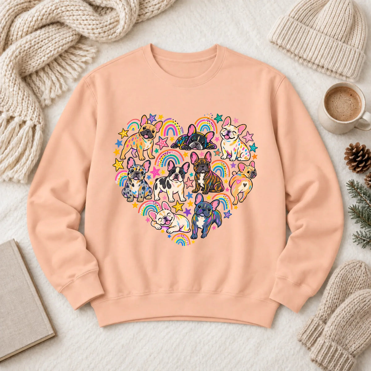 French Bulldog Heart Artist Love Unisex Sweatshirt Peachy