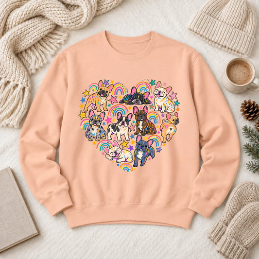 French Bulldog Heart Artist Love Unisex Sweatshirt Peachy