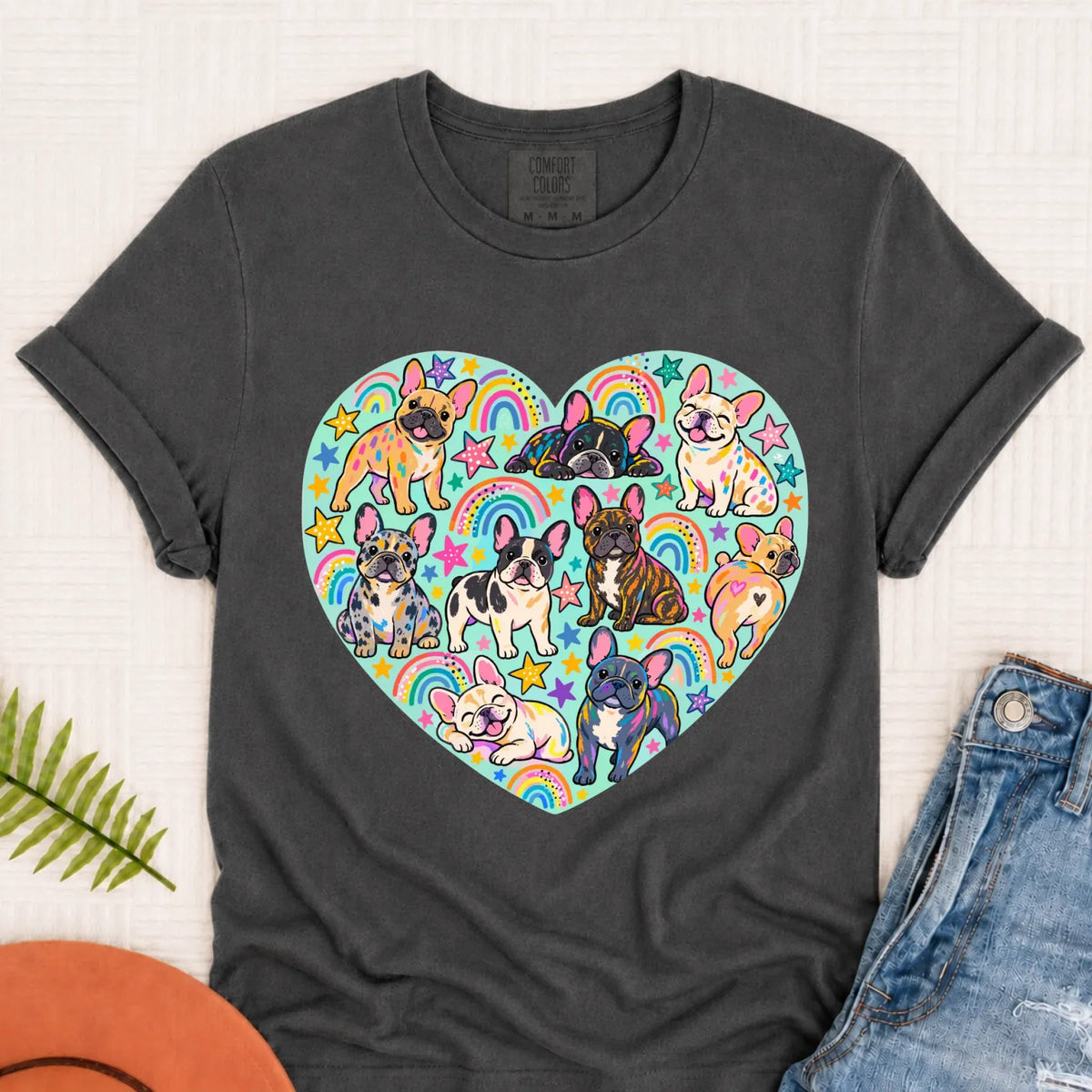 French Bulldog Heart Artist Love Unisex TShirt Pepper