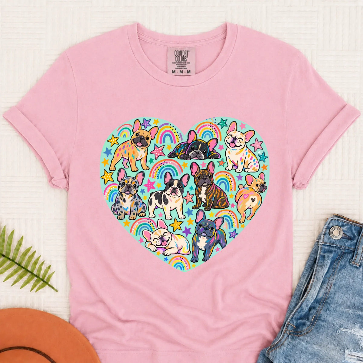 French Bulldog Heart Artist Love Unisex TShirt Blossom