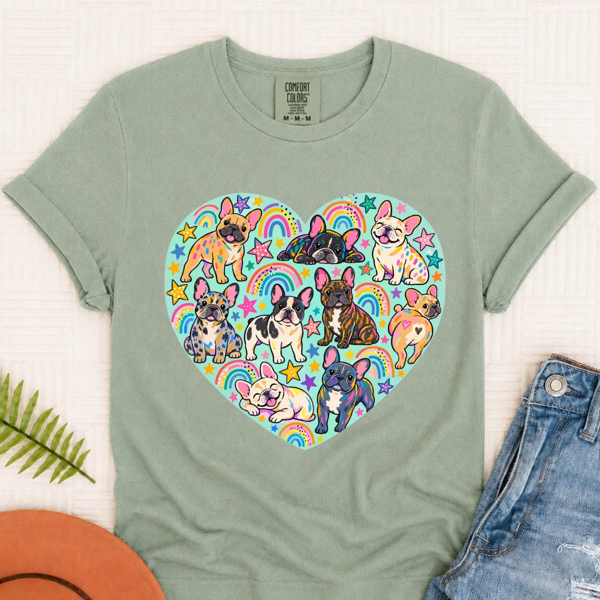 French Bulldog Heart Artist Love Unisex TShirt Bay