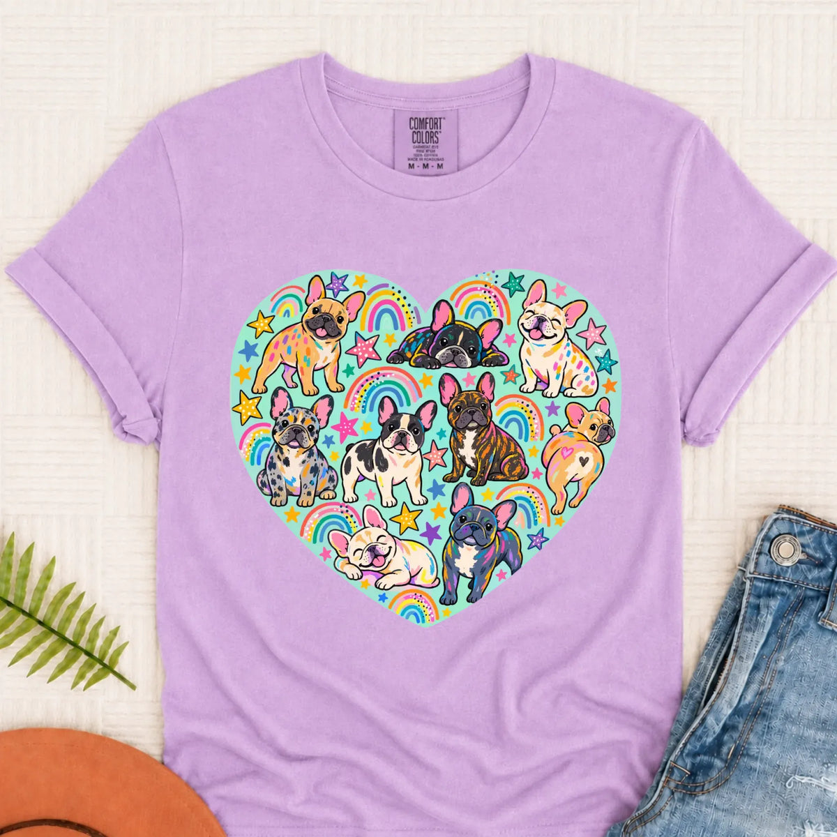 French Bulldog Heart Artist Love Unisex TShirt Orchid