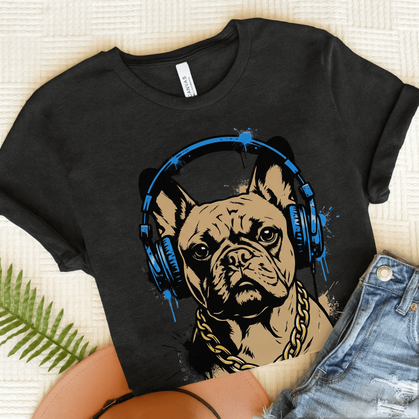 Fawn French Bulldog Hip Hop Music Unisex TShirt Dark Grey Heather