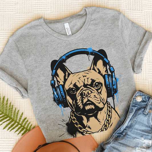 Fawn French Bulldog Hip Hop Music Unisex TShirt Athletic Heather