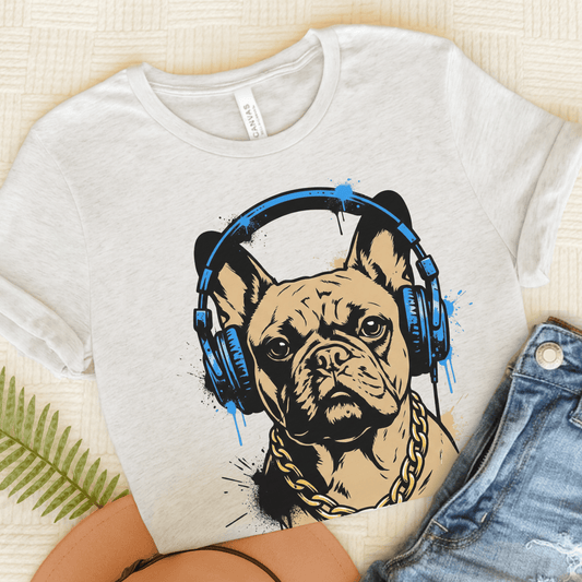 Fawn French Bulldog Hip Hop Music Unisex TShirt Ash