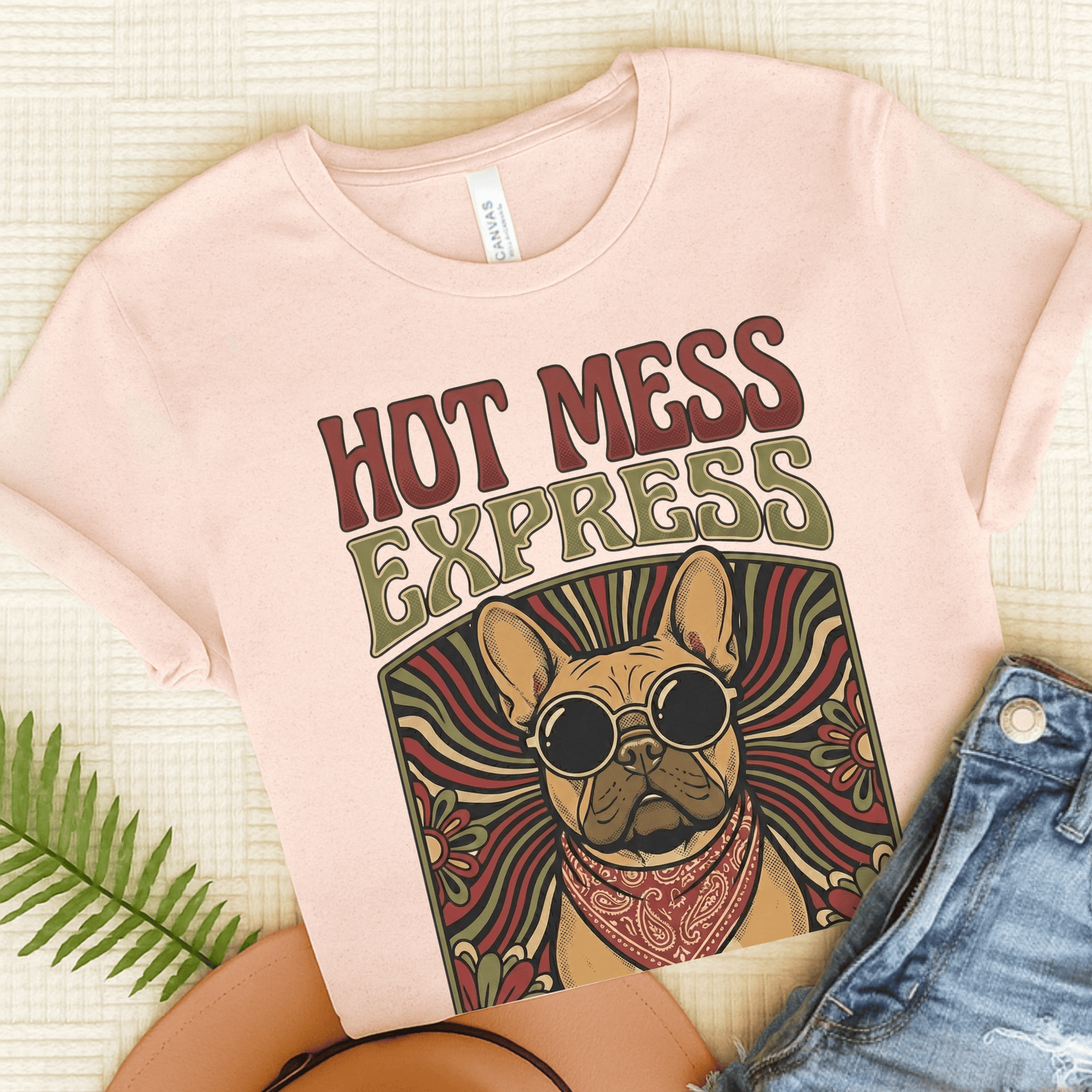 Fawn Frenchie Hot Mess Music Poster Unisex TShirt Soft Pink