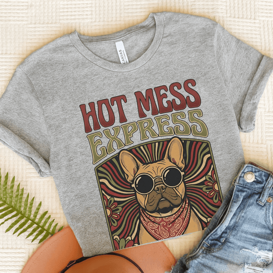 Fawn Frenchie Hot Mess Music Poster Unisex TShirt Athletic Heather