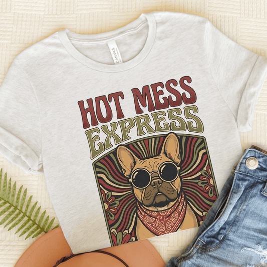 Fawn Frenchie Hot Mess Music Poster Unisex TShirt Ash