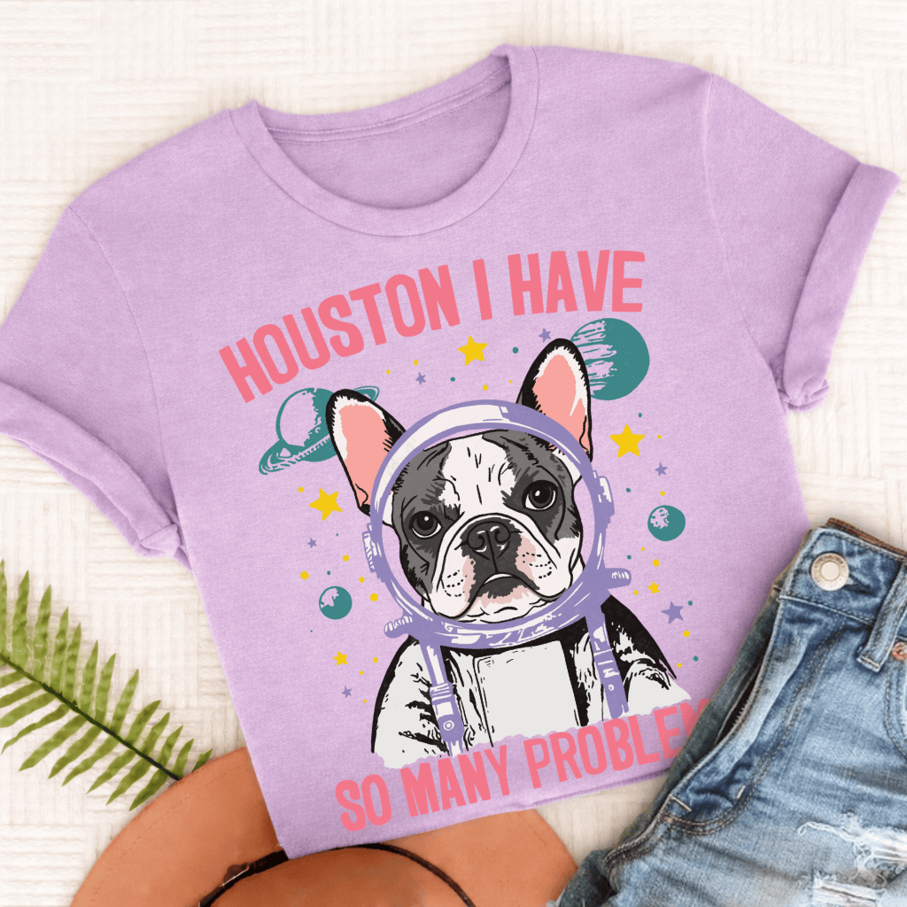 French Bulldog Houston Space Unisex TShirt Orchid