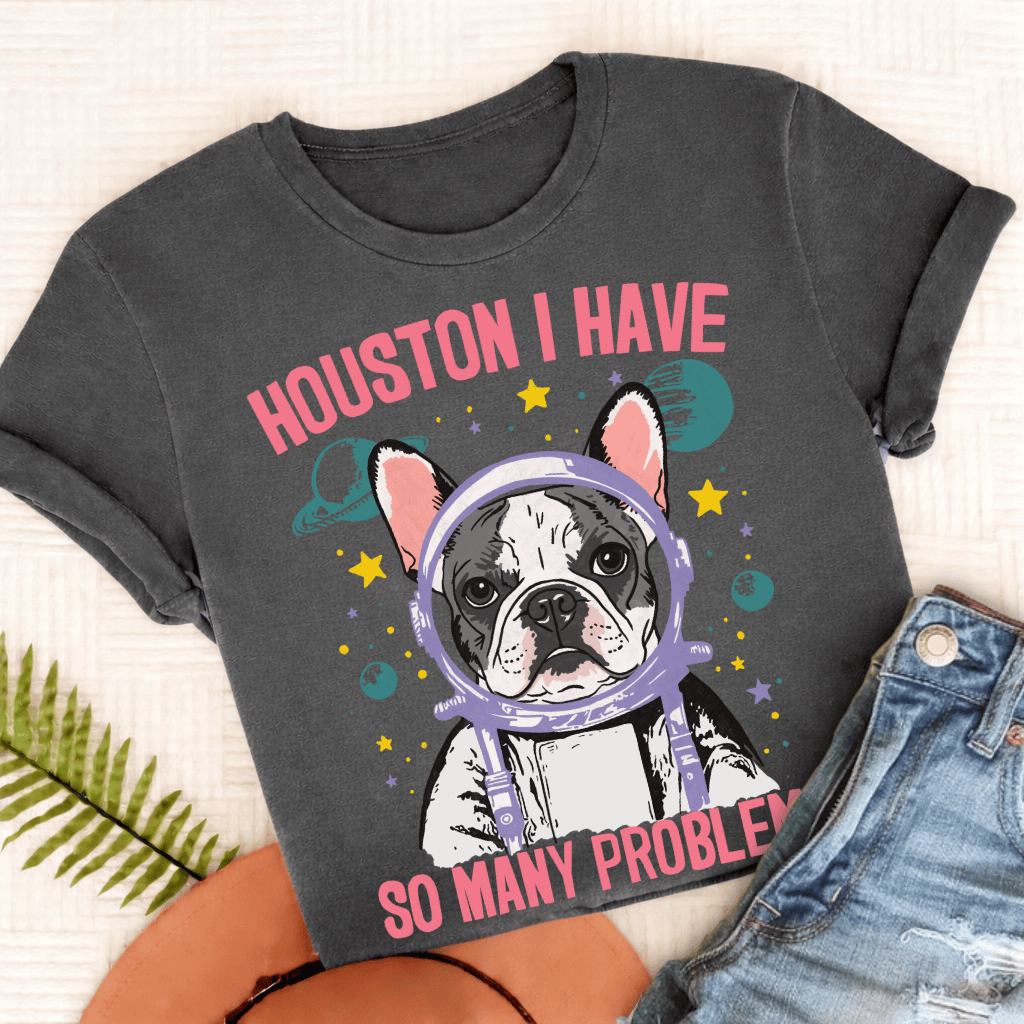 French Bulldog Houston Space Unisex TShirt Pepper