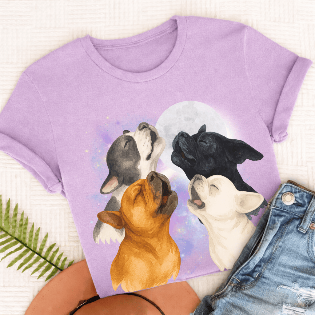 French Bulldog Howling At Moon Unisex TShirt Orchid