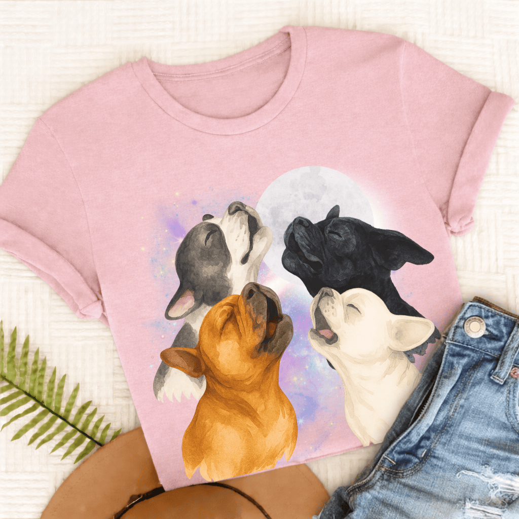 French Bulldog Howling At Moon Unisex TShirt Blossom