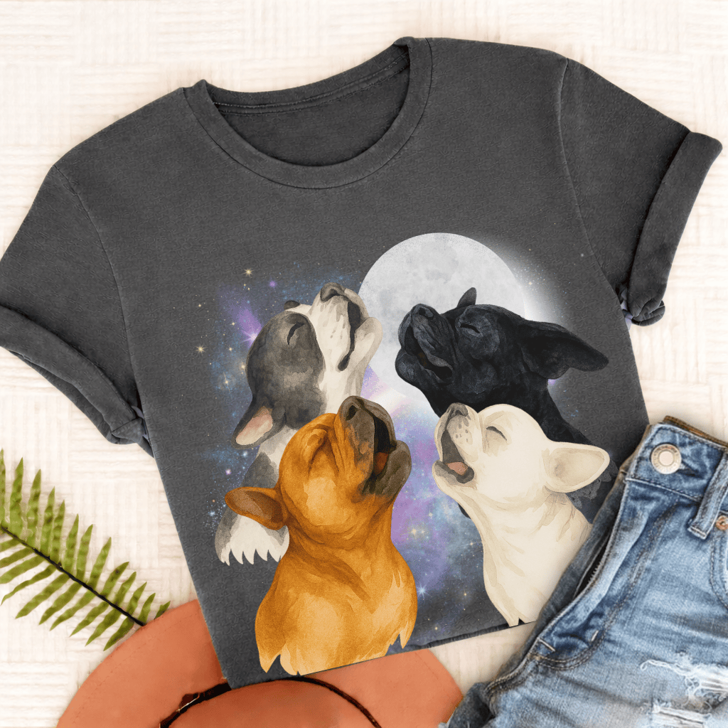 French Bulldog Howling At Moon Unisex TShirt Pepper