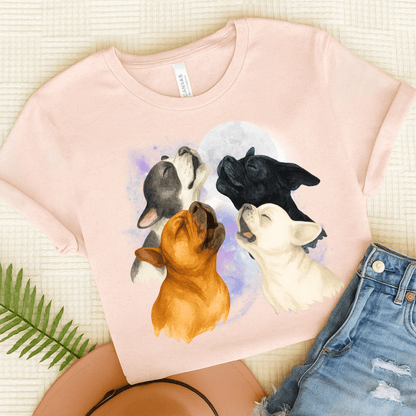 French Bulldog Howling TShirt Soft Pink