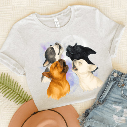 French Bulldog Howling TShirt Ash
