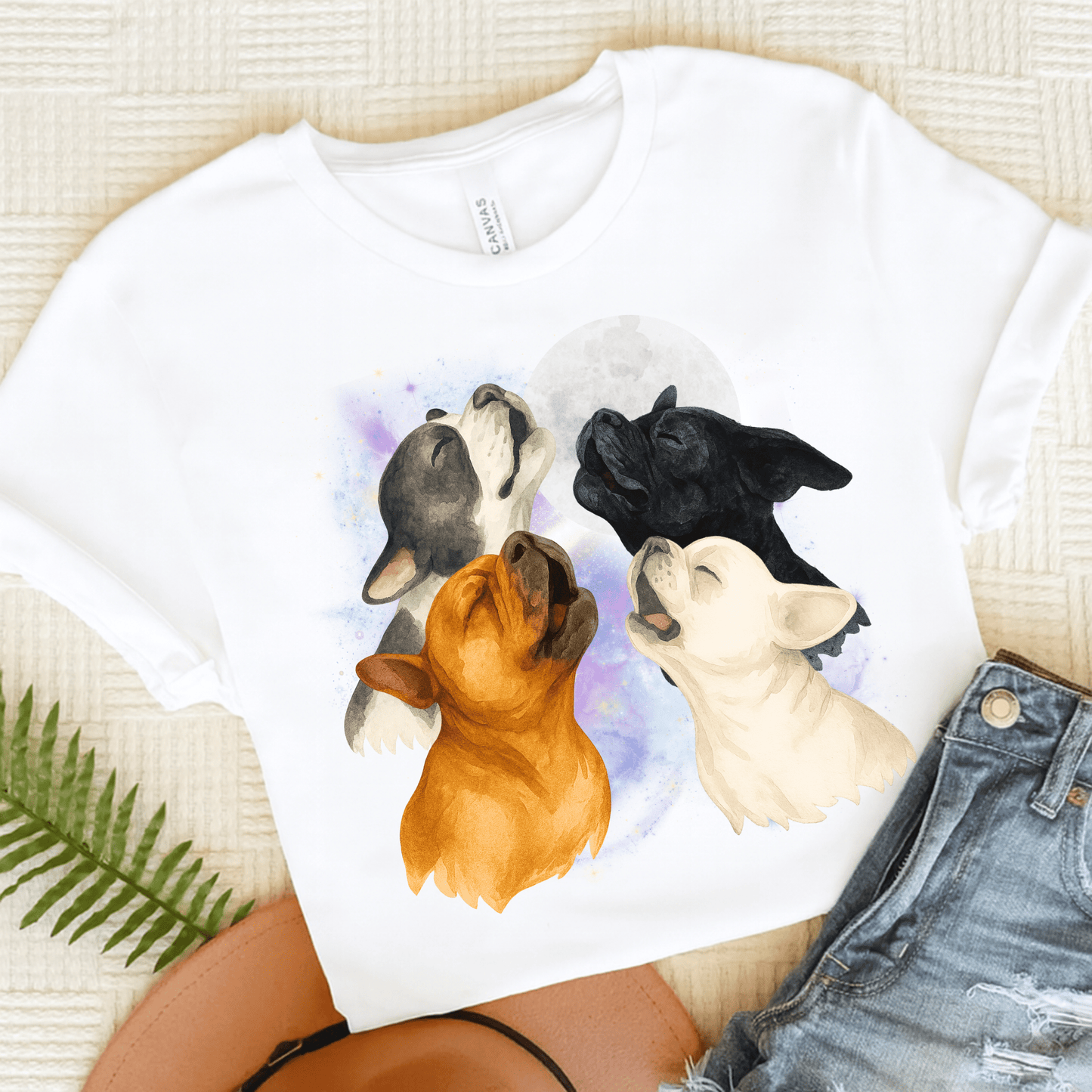 French Bulldog Howling TShirt White