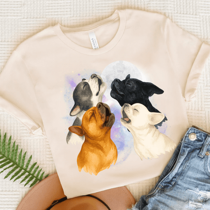 French Bulldog Howling TShirt Natural