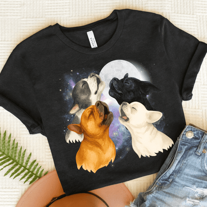French Bulldog Howling TShirt Black Heather